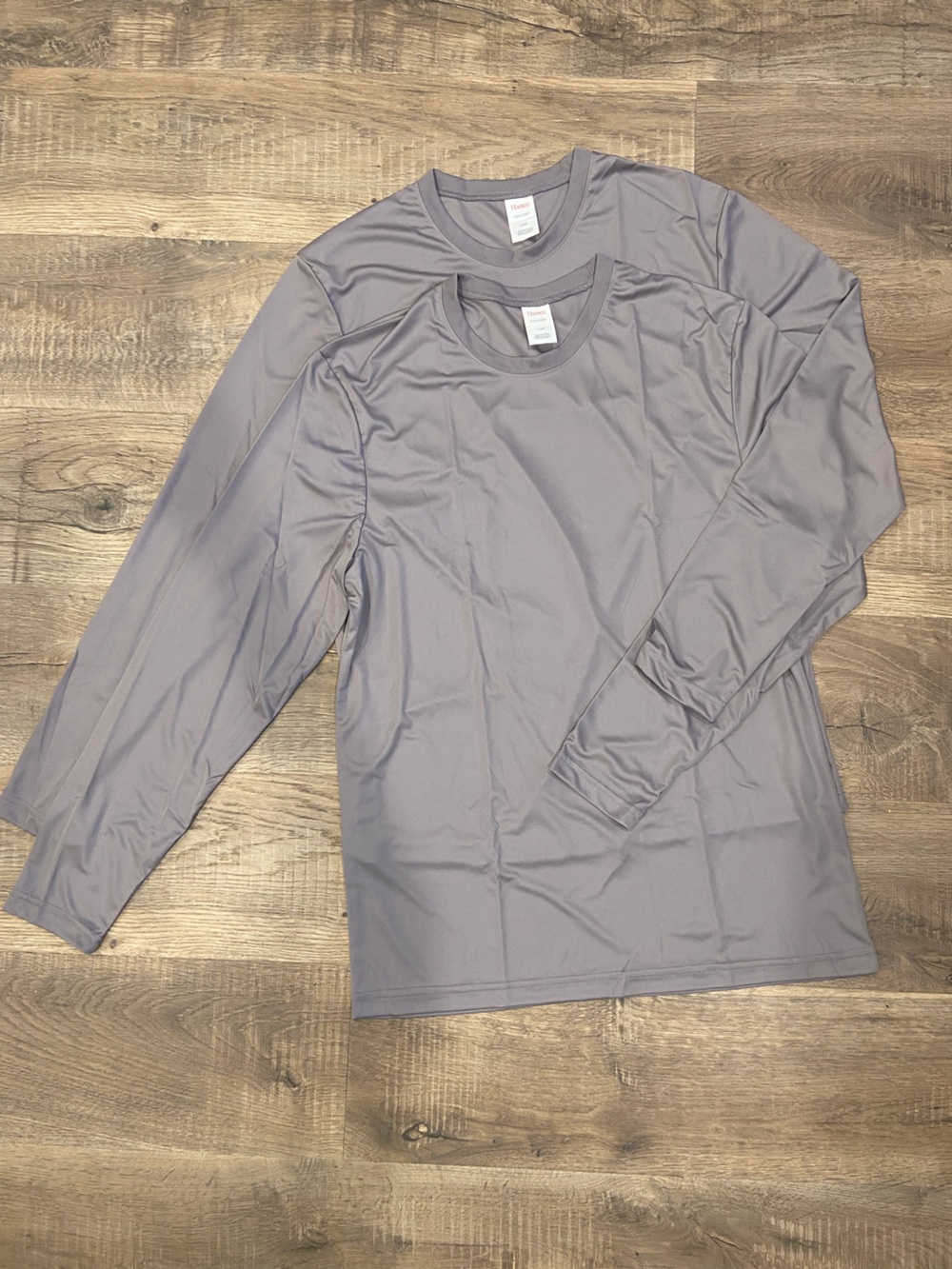 Hanes NWT Men's Long Sleeve Performance Shirt Gray Base Layer Cool Dry